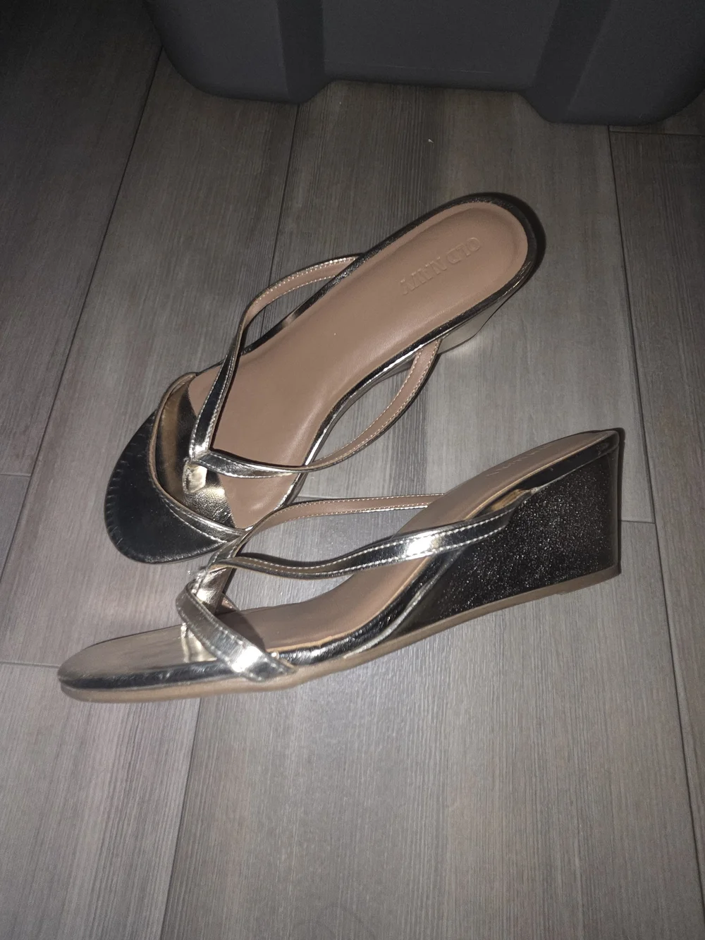 Old Navy Gold Glitter Ballet Flats and Metallic Slide Sandals - Women's Duo